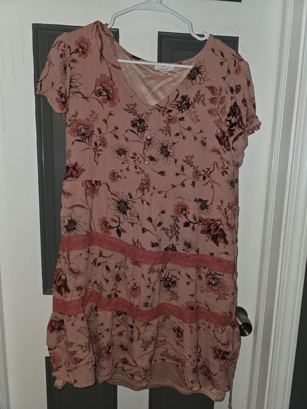 Maurices Blush Pink Floral Tiered V-Neck Dress